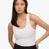 Camiseta de tirantes de punto acanalado orgánica para mujer - Mezcla de nieve