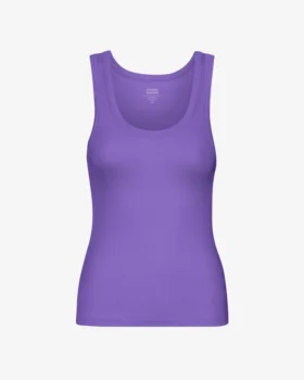 Camiseta de tirantes de punto acanalado orgánica para mujer - Ultravioleta