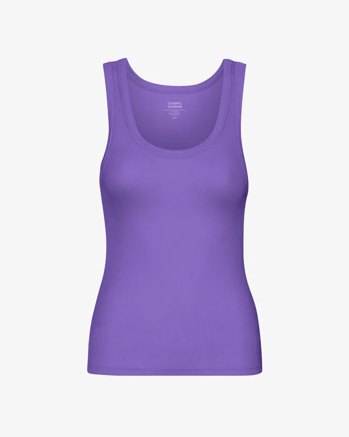 Camiseta de tirantes de punto acanalado orgánica para mujer - Ultravioleta