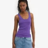 Camiseta de tirantes de punto acanalado orgánica para mujer - Ultravioleta