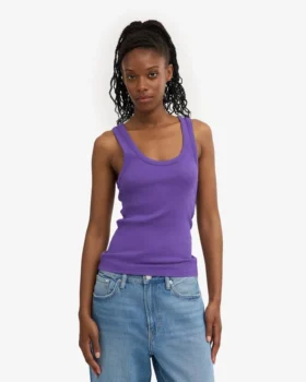 Camiseta de tirantes de punto acanalado orgánica para mujer – Ultravioleta