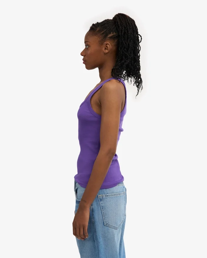 Camiseta de tirantes de punto acanalado orgánica para mujer - Ultravioleta