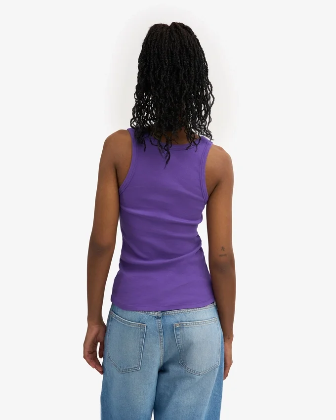 Camiseta de tirantes de punto acanalado orgánica para mujer - Ultravioleta