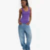 Camiseta de tirantes de punto acanalado orgánica para mujer - Ultravioleta