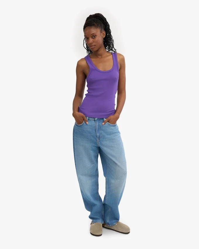 Camiseta de tirantes de punto acanalado orgánica para mujer - Ultravioleta