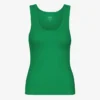 Camiseta de tirantes de punto acanalado orgánica para mujer - Verde Kelly