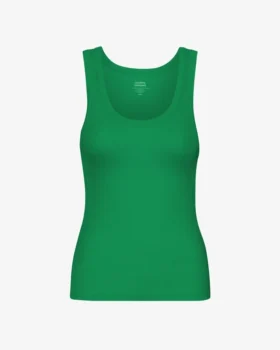 Camiseta de tirantes de punto acanalado orgánica para mujer - Verde Kelly