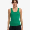 Camiseta de tirantes de punto acanalado orgánica para mujer - Verde Kelly
