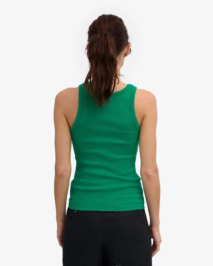 Camiseta de tirantes de punto acanalado orgánica para mujer - Verde Kelly