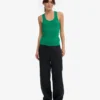 Camiseta de tirantes de punto acanalado orgánica para mujer - Verde Kelly