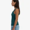 Camiseta de tirantes de punto acanalado orgánica para mujer - Verde océano
