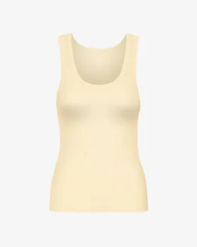 Camiseta de tirantes de punto acanalado orgánico para mujer - Amarillo suave