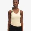 Camiseta de tirantes de punto acanalado orgánico para mujer - Amarillo suave