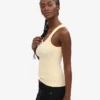 Camiseta de tirantes de punto acanalado orgánico para mujer - Amarillo suave