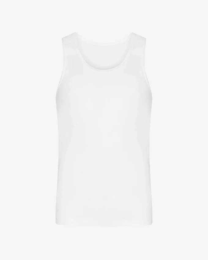 Camiseta de tirantes de punto elástico orgánica - Blanco óptico