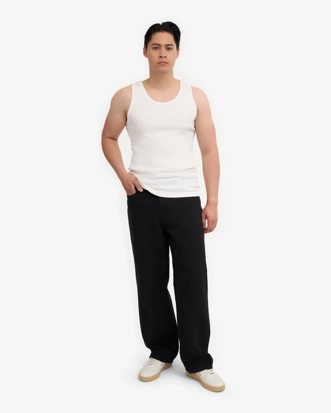 Camiseta de tirantes de punto elástico orgánica - Blanco óptico