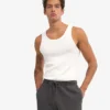 Camiseta de tirantes de punto elástico orgánica - Blanco óptico