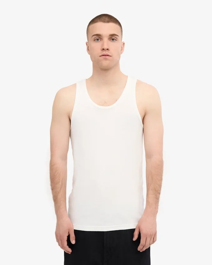 Camiseta de tirantes de punto elástico orgánica - Blanco óptico