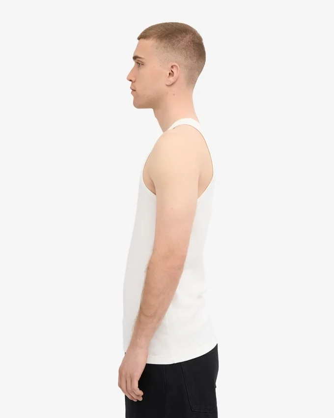 Camiseta de tirantes de punto elástico orgánica - Blanco óptico