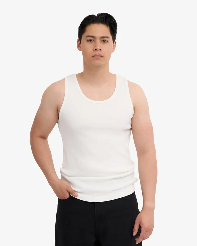 Camiseta de tirantes de punto elástico orgánica - Blanco óptico