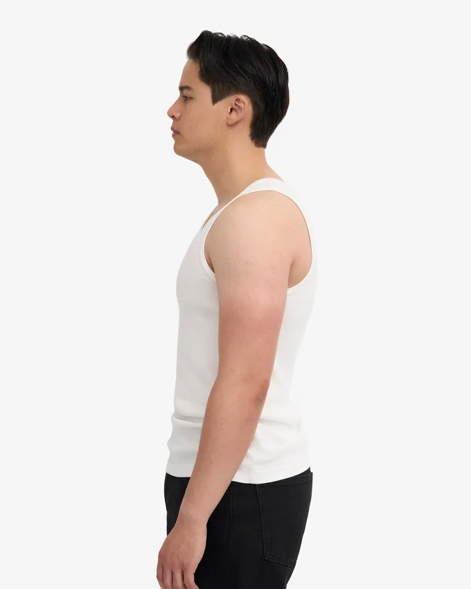 Camiseta de tirantes de punto elástico orgánica - Blanco óptico