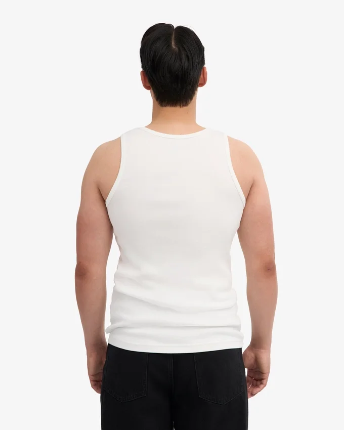 Camiseta de tirantes de punto elástico orgánica - Blanco óptico