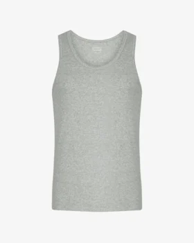 Camiseta de tirantes de punto elástico orgánica - Gris jaspeado