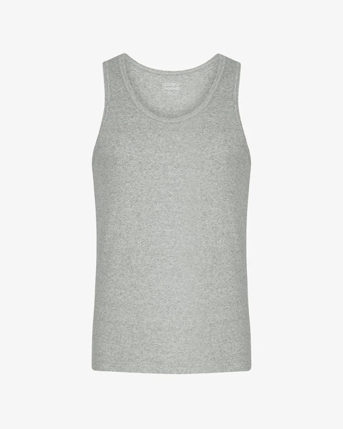 Camiseta de tirantes de punto elástico orgánica - Gris jaspeado