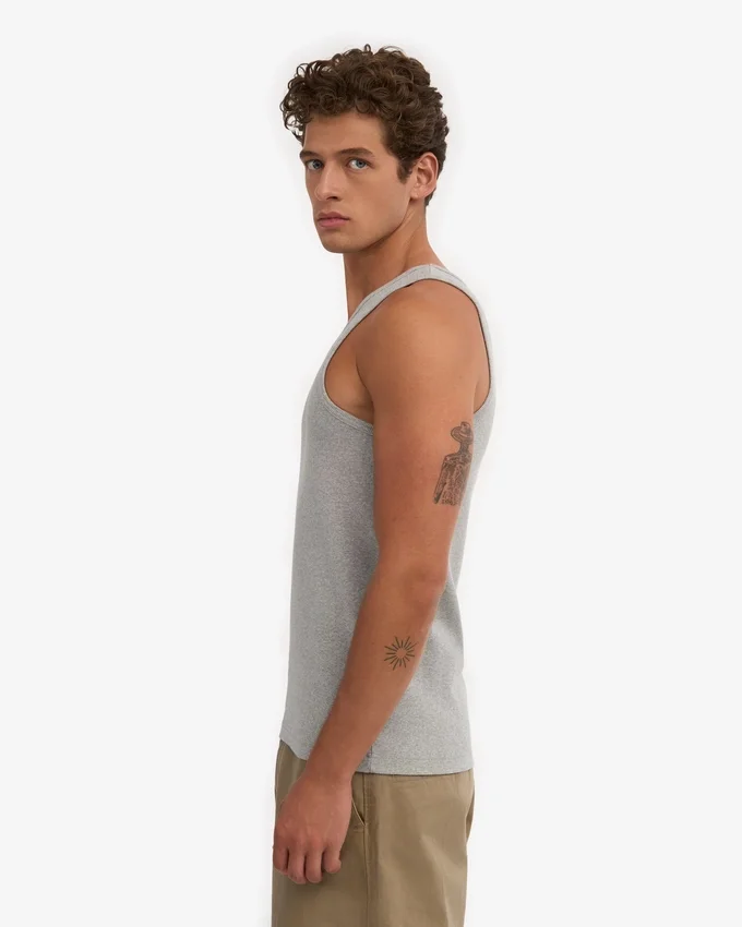 Camiseta de tirantes de punto elástico orgánica - Gris jaspeado