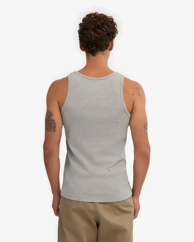 Camiseta de tirantes de punto elástico orgánica - Gris jaspeado
