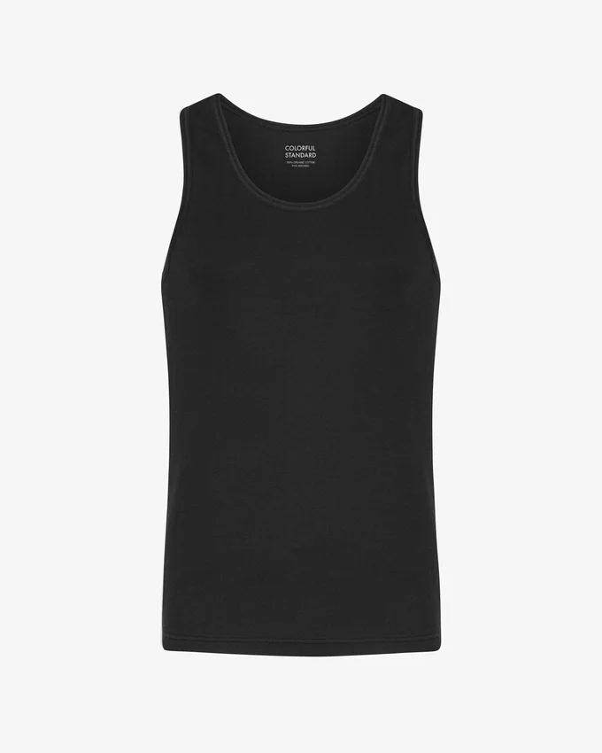 Camiseta de tirantes de punto elástico orgánica - Negro intenso
