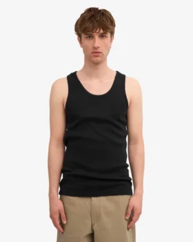 Camiseta de tirantes de punto elástico orgánica – Negro intenso