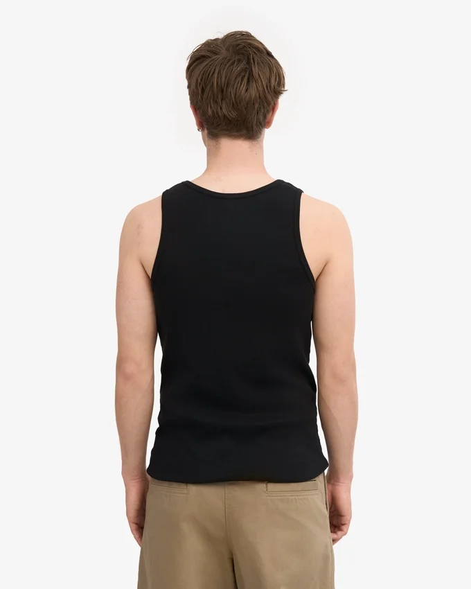 Camiseta de tirantes de punto elástico orgánica - Negro intenso