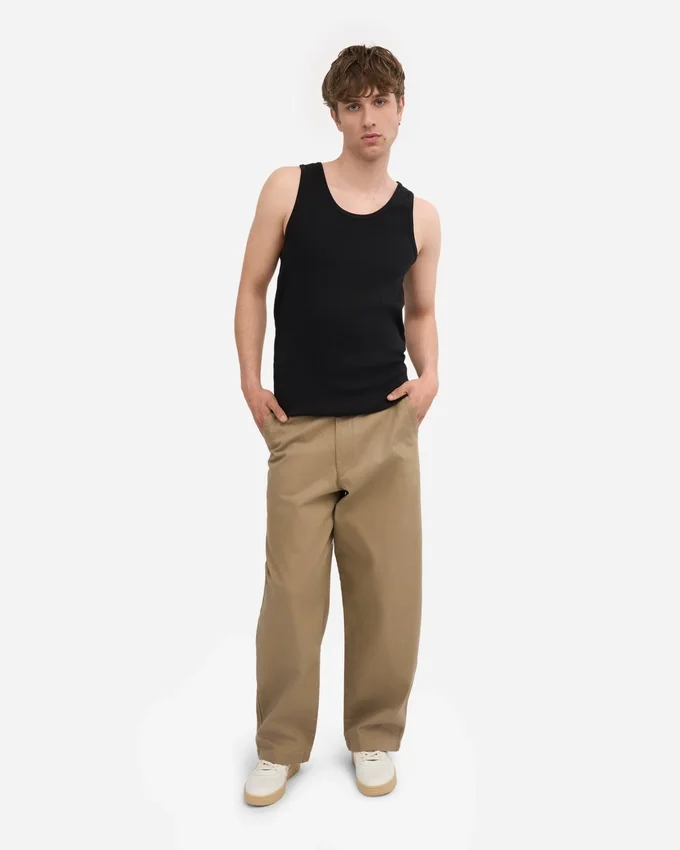 Camiseta de tirantes de punto elástico orgánica - Negro intenso