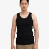 Camiseta de tirantes de punto elástico orgánica - Negro intenso