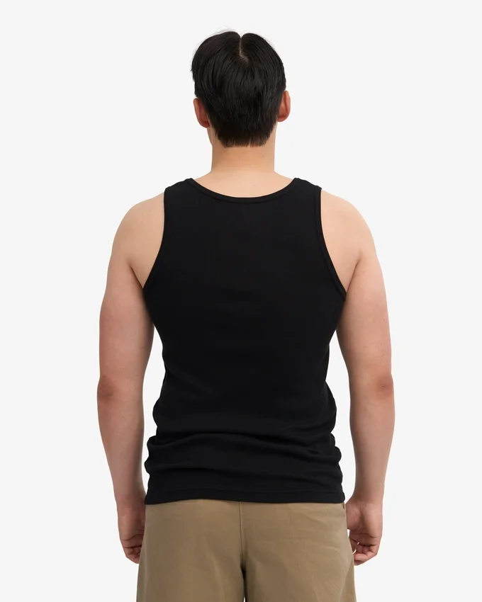 Camiseta de tirantes de punto elástico orgánica - Negro intenso