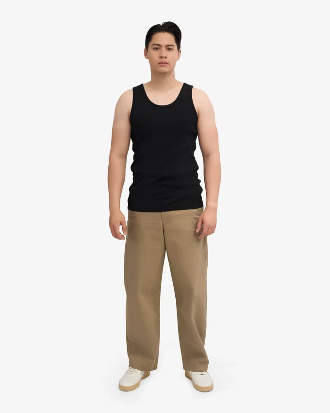 Camiseta de tirantes de punto elástico orgánica - Negro intenso