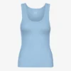 Camiseta de tirantes de punto elástico orgánica para mujer - Azul mar