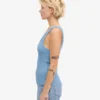 Camiseta de tirantes de punto elástico orgánica para mujer - Azul mar