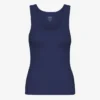 Camiseta de tirantes de punto elástico orgánica para mujer - Azul marino