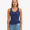 Camiseta de tirantes de punto elástico orgánica para mujer - Azul marino