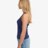 Camiseta de tirantes de punto elástico orgánica para mujer - Azul marino
