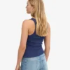 Camiseta de tirantes de punto elástico orgánica para mujer - Azul marino