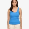 Camiseta de tirantes de punto elástico orgánica para mujer - Azul Pacífico