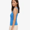 Camiseta de tirantes de punto elástico orgánica para mujer - Azul Pacífico