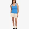 Camiseta de tirantes de punto elástico orgánica para mujer - Azul Pacífico
