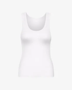 Camiseta de tirantes de punto elástico orgánica para mujer - Blanco óptico
