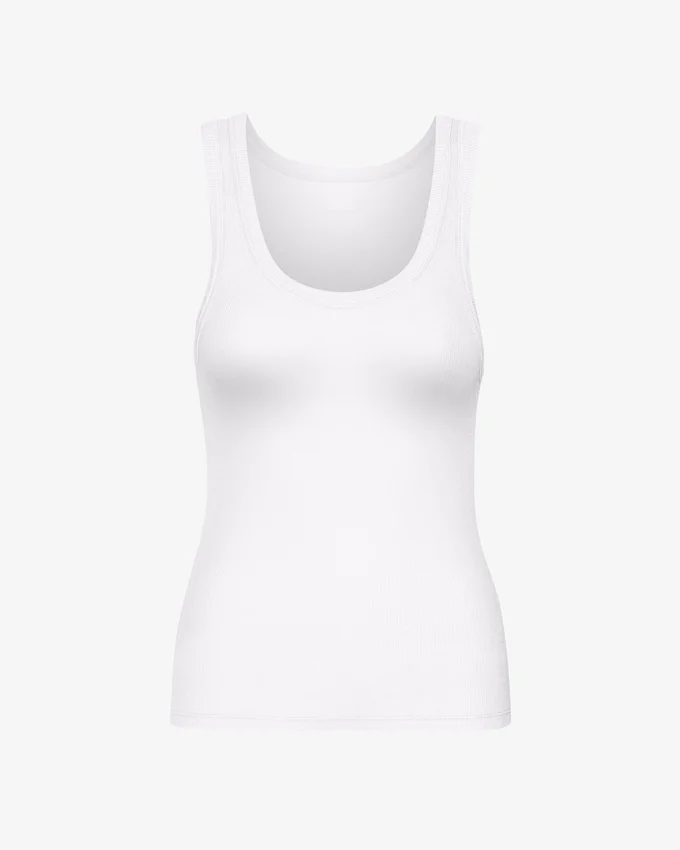 Camiseta de tirantes de punto elástico orgánica para mujer - Blanco óptico