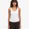 Camiseta de tirantes de punto elástico orgánica para mujer - Blanco óptico