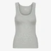 Camiseta de tirantes de punto elástico orgánica para mujer - Gris jaspeado